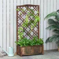 Outsunny 60x30x123cm Raised Bed with Trellis Standing Lattice Panels for Plants,Flowers or Vine Garden Outdoor Indoor, 60x30x122.5cm, Brown(m-2)