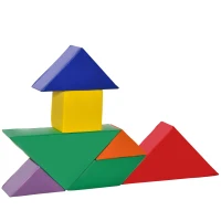 HOMCOM 7 Piece Kids Soft Foam Puzzle Play Set Interlocking Toddler Learning Blocks Comfortable Safe Floor Indoor Outdoor Active Play Structure(m-1)