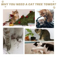 PawHut Cat Tree Kitten Scratch Scratching Scratcher Sisal Post Climbing Tower Activity Centre Beige(m-7)
