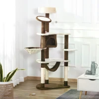 PawHut Cat Tree Scratching Tower House Activity Center Post Climbing Hammock Condo Perch 153 cm(m-10)