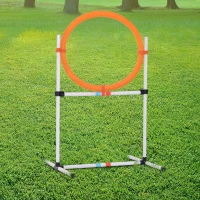 PawHut Portable Dog Obstacle Exercise Pet Tire Jump Pet Agility Training Set w/ Carry Bag(m-6)