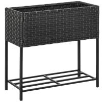 Outsunny PE Rattan Raised Flower Plant Vegetables Stand Rack Shelf Box Growth Outdoor Indoor