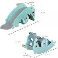 HOMCOM 3-in-1 Baby Rocking Horse Portable Slide Basketball Hoop Equipment Indoor Outdoor Playground Toy, Age 18-36 Months, Green(m-3)