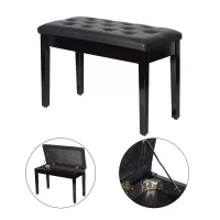 HOMCOM Faux Leather Piano Stool Makeup Dressing Stool Bench Dressing Table Seat with Storage 76x36x50cm,Black(m-9)