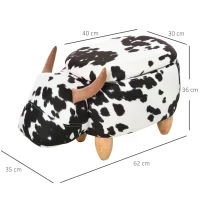 HOMCOM Animal Footrest Kids Storage Ottoman Footstool Shoe Change Stool for Living Room, Cow(m-3)