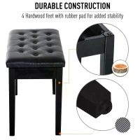 HOMCOM Faux Leather Piano Stool Makeup Dressing Stool Bench Dressing Table Seat with Storage 76x36x50cm,Black(m-7)