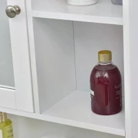 kleankin Bathroom Cabinet, Wall Mount Storage Organizer with Mirror, Adjustable Shelf for Bathroom, Kitchen, Bedroom, White(m-8)