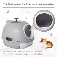 PawHut Cat Litter Box Toilet with Litter Scoop Enclosed Drawer, Front Entry Top Exit, Easy To Clean Grey(m-7)
