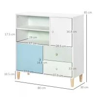 HOMCOM Kids Bookcase Multi-Shelf Modern Freestanding Cabinet of Drawer Book Magazine Organizer Study Bedroom 80 x 30 x 85cm Blue(m-3)