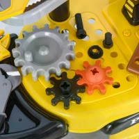 HOMCOM Play Toy Workbench for Kids 64 Pieces Tools Plus Case Storage Shelf  Construction Tool Accessories Playset Construction Pretend Play Toy Kit Yellow Grey(m-5)