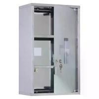 HOMCOM 3 Tier Stainless Steel Wall Mounted Medicine Cabinet Glass Lockable Door Storage Shelves Houseware Bathroom Furniture w/2 Keys(m-12)