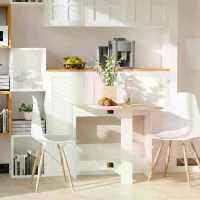 HOMCOM Particle Board Wooden Folding Dining Table Writing Computer Desk PC Workstation Space Saving Home Office Oak & White(m-2)