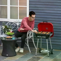 Outsunny Charcoal Trolley BBQ Garden Outdoor Barbecue Cooking Grill Powder Wheel New Red(m-2)