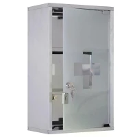 HOMCOM 3 Tier Stainless Steel Wall Mounted Medicine Cabinet Glass Lockable Door Storage Shelves Houseware Bathroom Furniture w/2 Keys(m-11)
