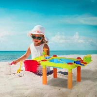 HOMCOM children's sand toys, sandpit table with 16 pcs. Accessories, game table, beach toys, from 3 years, PP, 99.5 x 49 x 48 cm(m-7)