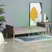 HOMCOM Nordic Convertible Sofa Bed Fabric Upholstered Sleeper Lounge Futon with Wood Legs(m-2)