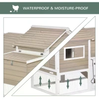 PawHut Wooden Chicken Coop Outdoor Hen House Poultry Cage with Removable Tray Nesting Box Backyard, 167.5 x 109 x 100cm, Grey(m-5)