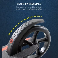 HOMCOM Foldable Kick Scooter with Double Shock Absorption and Big Wheels, Height Adjustable Aluminium Frame Big Wheel Scooter for 14+ Teens Adult - Black(m-7)