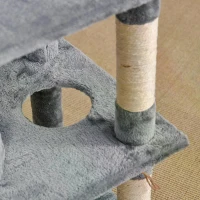 PawHut 145cm Cat Tree Multi-tier Activity Center Scratcher Pet Condo House Tower Hammock & Toys, Grey(m-12)