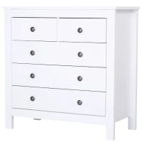 HOMCOM Chest Of Drawers, 5 Drawers, White Storage Cabinet Unit, Furniture for Bedroom, 79x40x80cm(m-1)