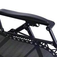 Outsunny Foldable Garden Rocking Chair, Outdoor Recliner Sun Lounger with Breathable Mesh Fabric, Zero-Gravity Seat with Headrest and Cup Holder Tray, Black(m-10)