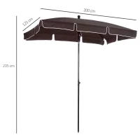Outsunny Aluminium Sun Umbrella Parasol Patio Garden Rectangular Tilt 2M x 1.25M Brown(m-11)