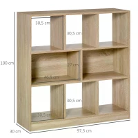 HOMCOM Storage Shelf 3-Tier Bookcase Display Rack Home Organizer for Home Office, Living Room, Playroom, Oak(m-3)