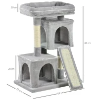 PawHut Cat Tree for Indoor Cats 83cm Cat Scratching Post Scratch Board Kitten Tower Climbing Frame Grey(m-3)