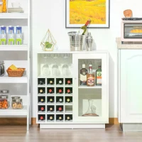 HOMCOM Modern Sideboard Wine Cabinet Cupboard with Glass Door,20-Bottle Wine Rack for Living Room, Home Bar, Dining Room(m-2)