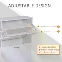 HOMCOM Wooden Modern Design 4 Drawer Shoes Cabinet Pull Down Shelf Storage Organiser - White(m-5)