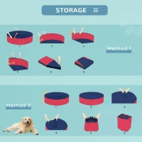 PawHut Foldable Dog Paddling Pool Pet Cat Swimming Pool Indoor/Outdoor Collapsible Summer Bathing Tub Shower Tub Puppy Washer (Φ160 × 30H cm, Red)(m-9)