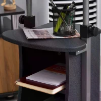 HOMCOM Mobile Laptop Computer Desk Compact Home Office Table Workstation with Adjustable Height, Wheels, Shelves(m-6)