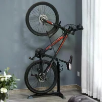 HOMCOM 63-73.5H cm Adjustable Bike Storage Rack Ground Stand PP Feet Pad Metal Frame Black(m-2)