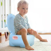 HOMCOM Portable Baby Potty Kids Children Training Toilet Chair Toddler Trainer Stool with Cushion 6 Months - 6 Years Blue(m-10)