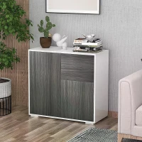 HOMCOM High Gloss Frame Sideboard, Side Cabinet, Push-Open Design with 2 Drawer for Living Room, Bedroom, Grey(m-10)