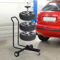 HOMCOM Professional Mobile Car Wheel Stand Tree Trolley Storage Tyre Protection 255 mm Width(m-2)