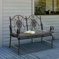 Outsunny 2 PCS Patio Bench Swing Chairs Garden Chairs Double Seat 5cm Thickened Cushion Mat Dark Grey(m-7)