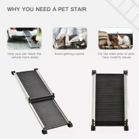 PawHut Telescoping Dog Car Ramp Lightweight Aluminium Alloy Frame Portable with Carry Handle, 71cm - 159cm(m-5)
