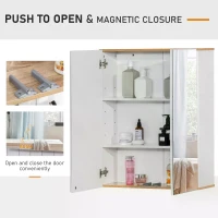 kleankin Bathroom Mirror Cabinet Wall Mounted Storage Cupboard with Double Door and Adjustable Shelves, White(m-6)