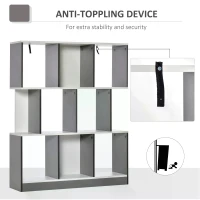 HOMCOM 3-Tier 8-Cube Home Office Display Unit Bookcase Shelving Unit Contemporary Stylish Versatile Freestanding w/ Anti-Tipping Safety Grey White(m-5)