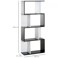 HOMCOM Particle Board 4-tier Storage Display Shelving Bookcase Unit Divider S Shape design Divider Unit(m-3)
