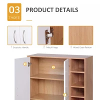 HOMCOM Free Standing Wooden Storage Cabinet Living Room Entryway Organiser Closet Adjustable Shelf(m-6)