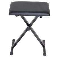 HOMCOM Foldable Keyboard Stool Padded Seat X Frame Chair Adjustable Height Piano Bench Black(m-9)