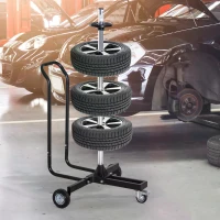 HOMCOM Professional Mobile Car Wheel Stand Tree Trolley Storage Tyre Protection 255 mm Width(m-4)