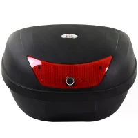 HOMCOM 48L Motorcycle Trunk Travel Luggage Storage Box Motorbike Accessory Large Storage Space For 2 Half Helmet - Black(m-9)