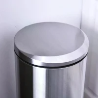 HOMCOM 30L T430 Step-on Trash Can Stainless Steel Round Garbage Bin Silent Gentle Open and Close Dustbin with Pedal(m-5)