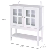 HOMCOM Modern Kitchen Sideboard Storage Cabinet Cupboard with 2 Glass Doors Adjustable Shelf for Dinning Room,Living Room, White(m-3)