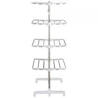 HOMCOM Folding Cloth Rail Adjustable Garment Rack With Wheels (4 Layer)(m-7)