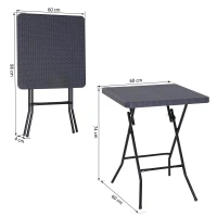Outsunny Picnic Folding Table Plastic Rattan-style Tabletop Indoor Outdoor Dining Room Party Camping(m-3)