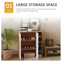 HOMCOM Free Standing Wooden Storage Cabinet Living Room Entryway Organiser Closet Adjustable Shelf(m-4)